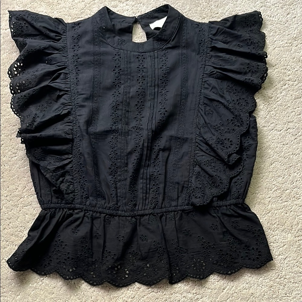 Pinch Black Eyelet Too Blouse M
